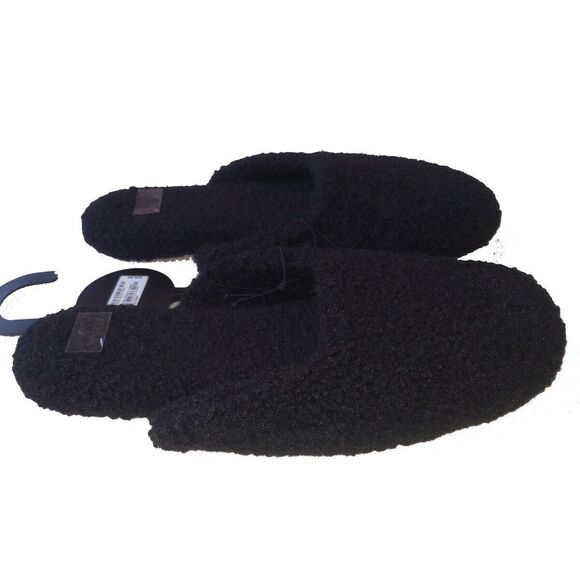 NWT Alfani Shearling Sherpa Slide Box Slippers L 9/10 Faux Fur Deep Black - Picture 4 of 6